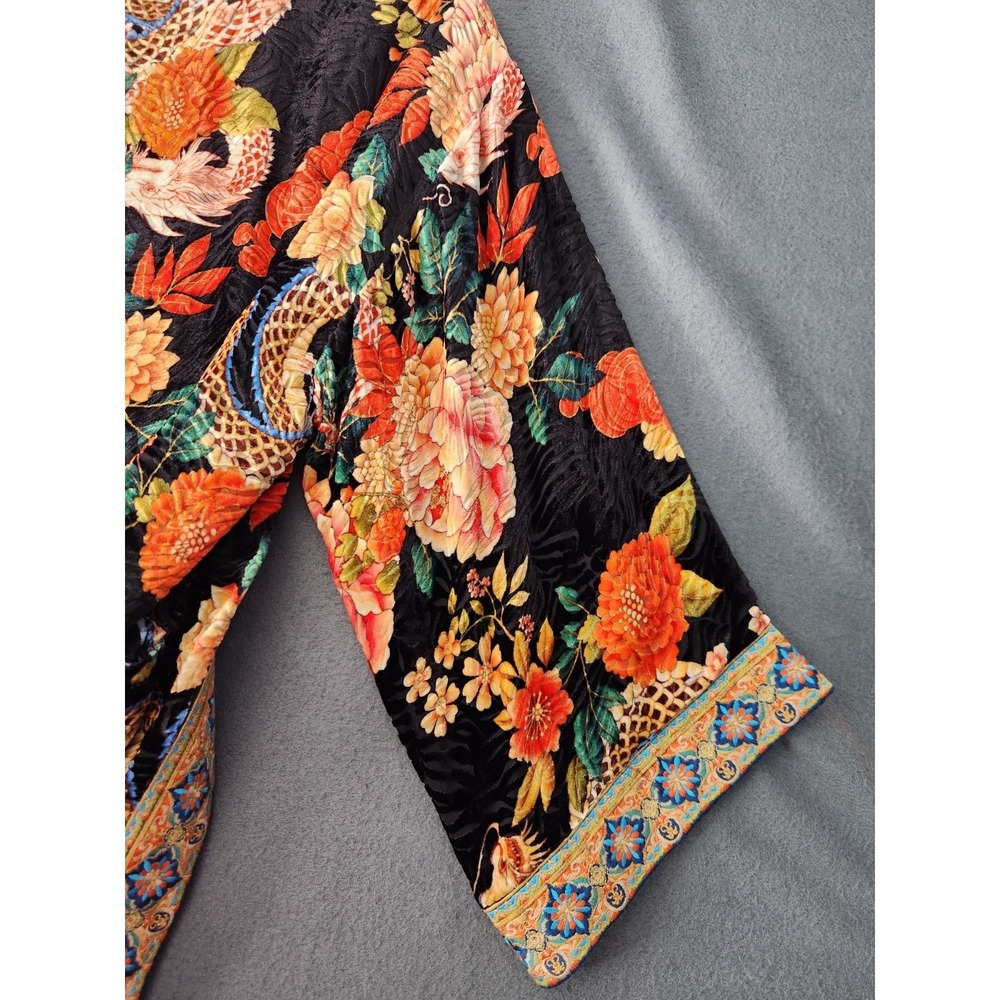 Johnny Was Merhawi Reversible Kimono XXL Black Burnout Velvet Dragon Floral NEW - Picture 12 of 16